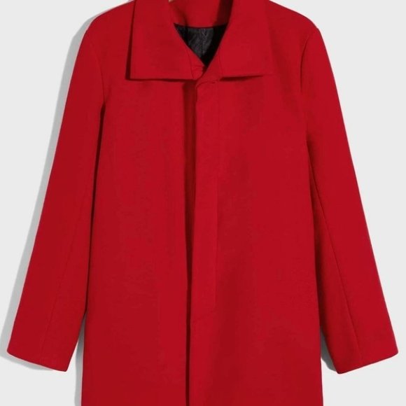 Red Mens Solid Overcoat - Picture 4 of 6